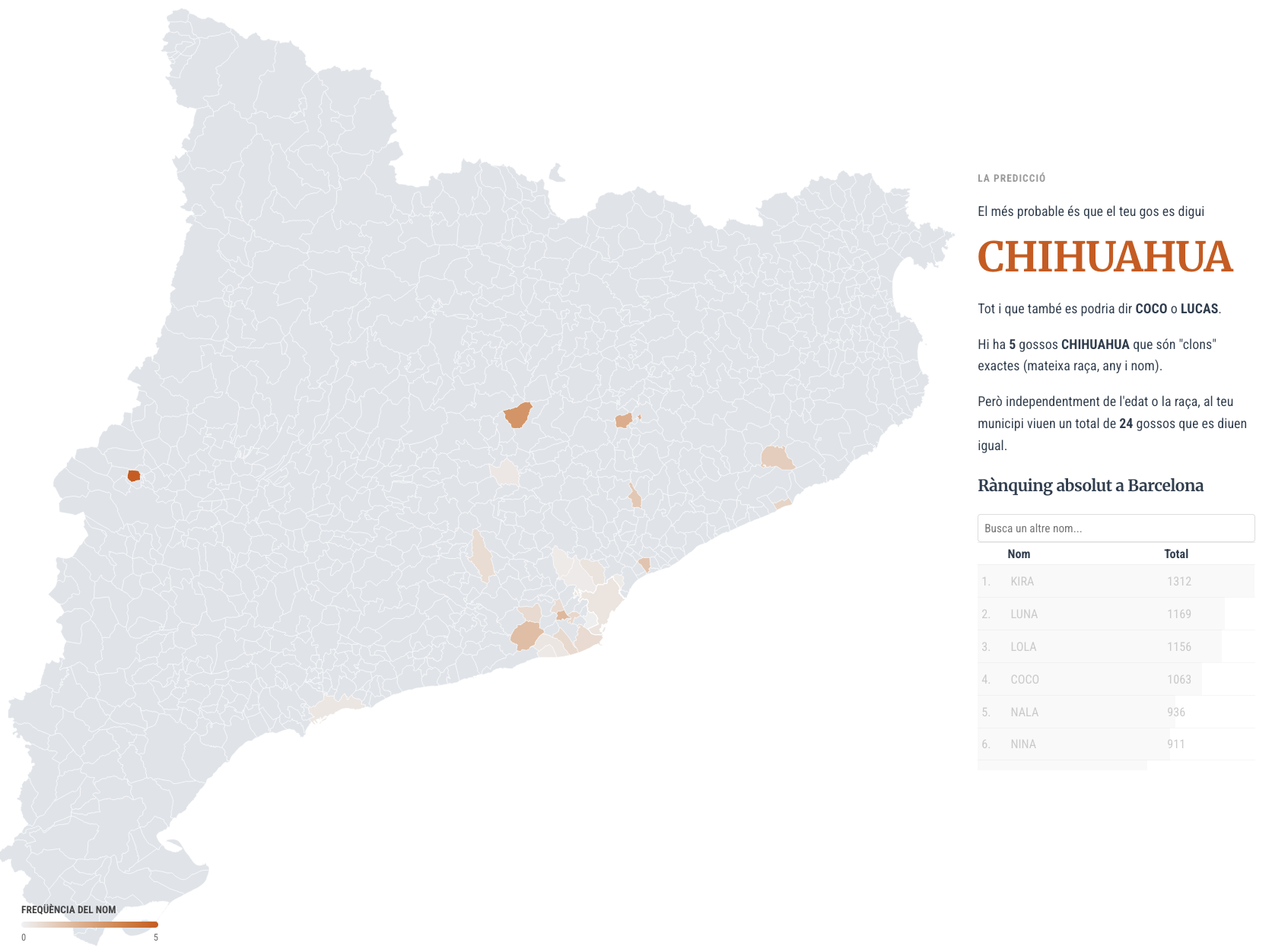 Mapa de gats i gossos a Catalunya